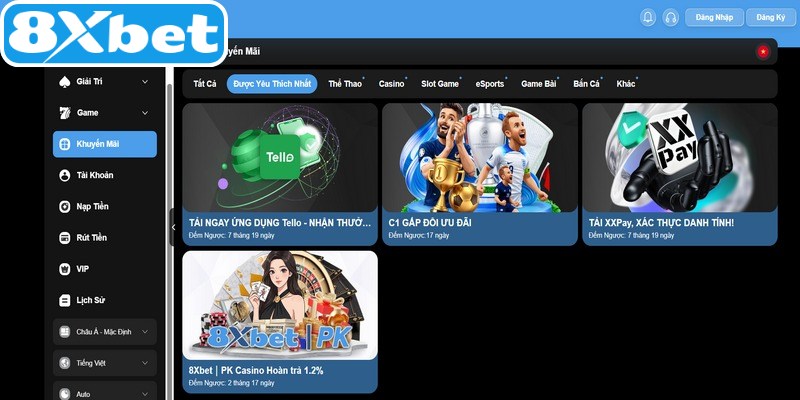 Khuyến mãi 8XBET hấp dẫn với hàng loạt phần quà quý giá